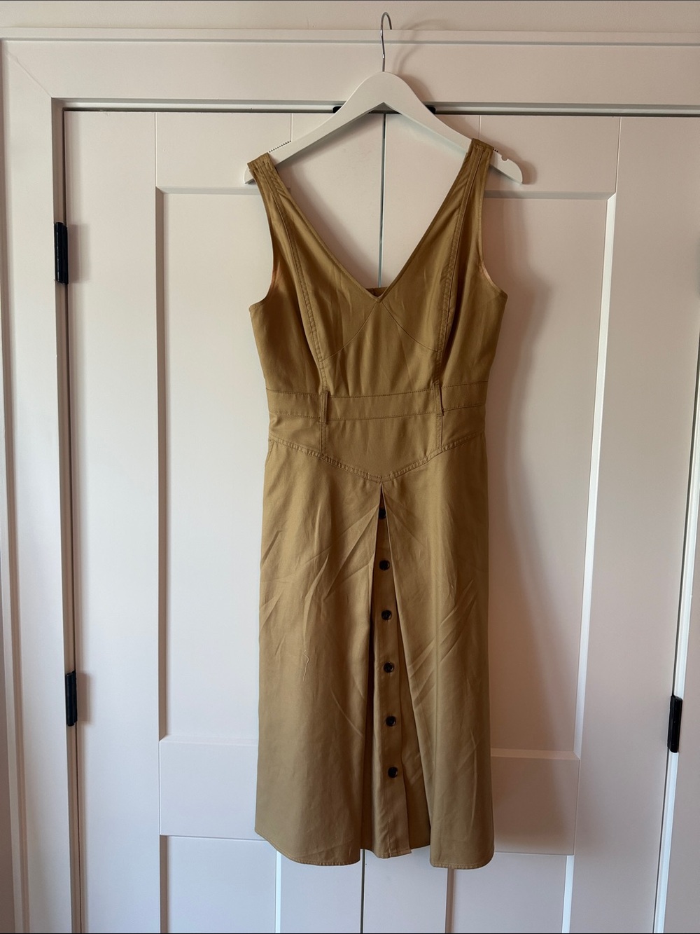 Banana Republic Camel Midi Dress with Front Buttons